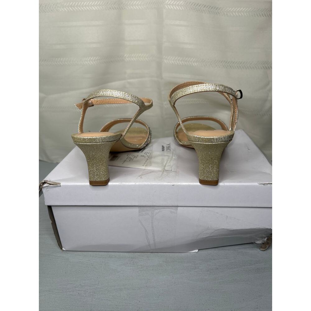 American Glamour Badgley Mischka Kan Heeled Sandals Light Gold Size 8M - Picture 11 of 12